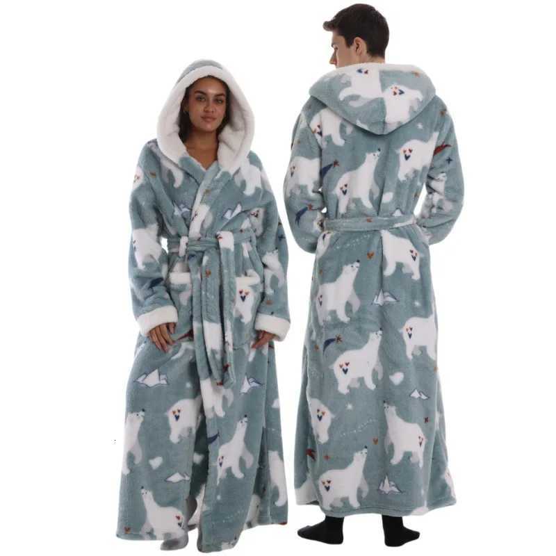 Sleep Lounge Women's Winter Women Flannel Robes Adult Hoodies Fleece Warm Soft Extra Long Sweatshirt for Women Men Halloween Costumes Ladies Paja - view 6