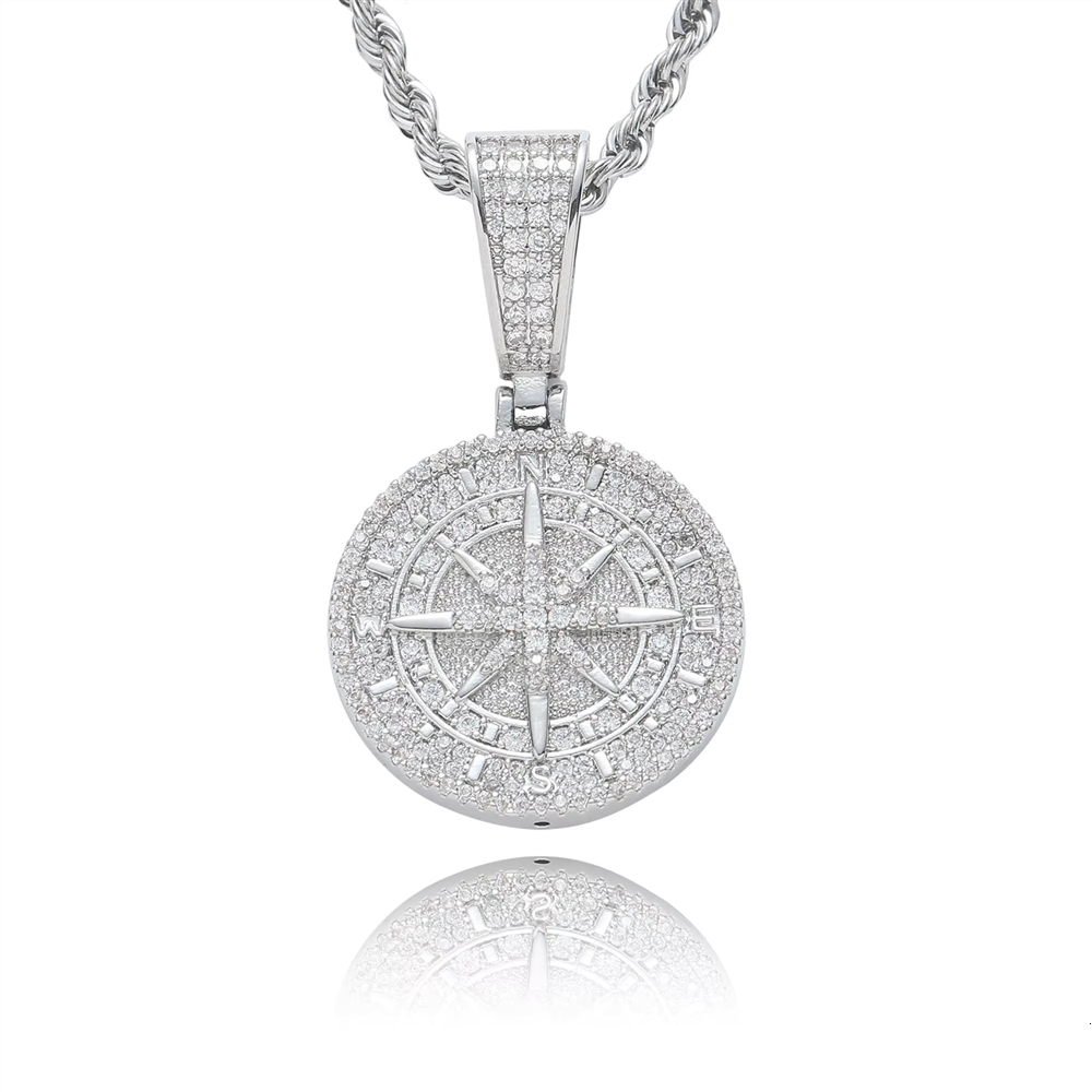 Hip Hop Compass Pendant Moissanite Pendant Necklace Fashionable Personalized Trendy Men's and Women's Necklace Jewelry Gift - view 4