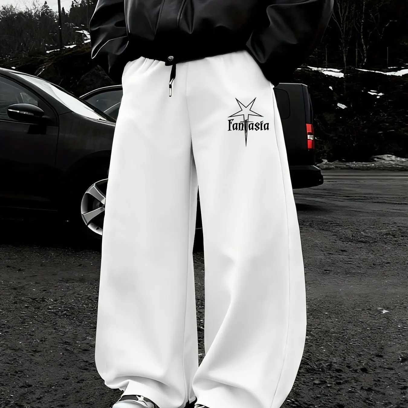 Men's Pants Men's Autumn/Winter Star Print Straight-Leg Sweatpants Casual Stylish and Versatile Suitable for Sports and Daily Wear D260924 - view 3