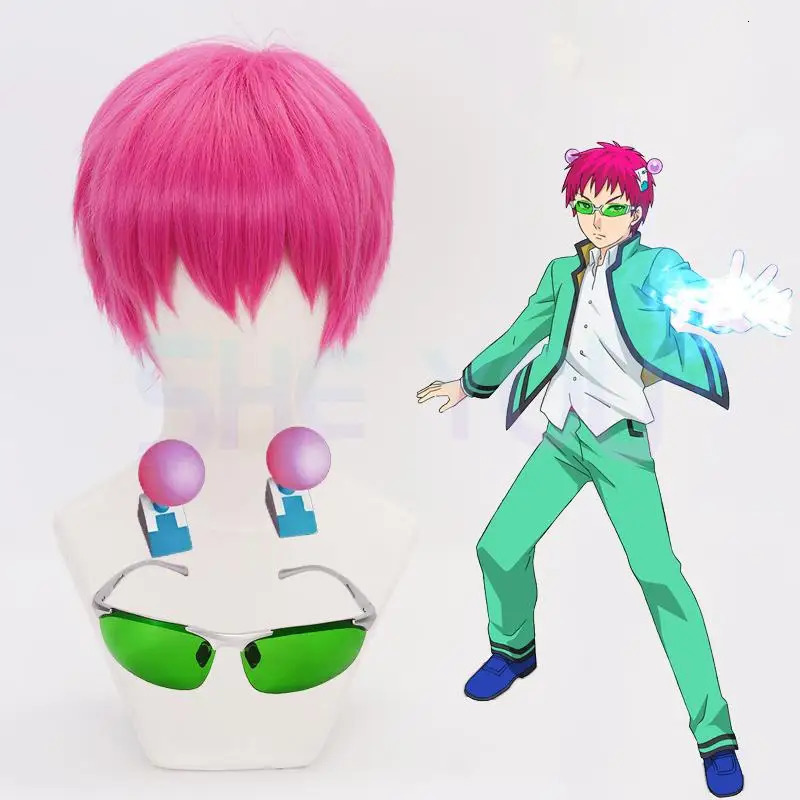 Anime The Disastrous Life Of Saiki K. Cosplay Props Saiki Kusuo Wig Hairpins Glasses Green Lens Sunglasses Costume Accessories 260924