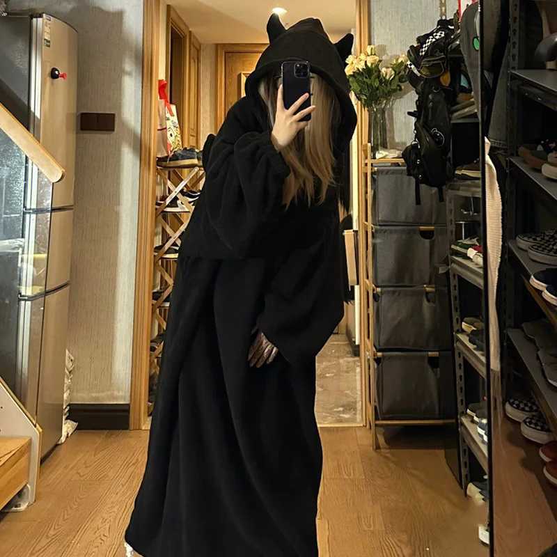 Lounge Women's Sleep Demon Robe Couples Matching Pajamas Sweatshirts Hoodies Pullovers Fluffy Pajamas Kigurumi Homewear Long Sleeve Thicken Overs