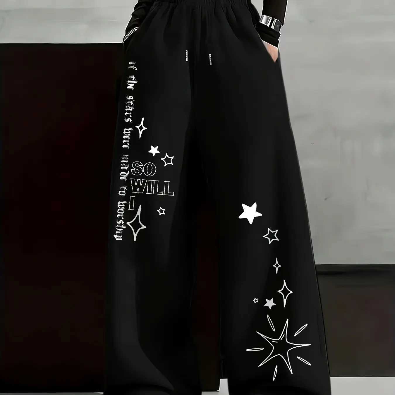 Men's Pants Hip Hop "star Letter" Personalized Pattern Printed Pants for Men and Women Casual Sports Straight Leg Pants D260924