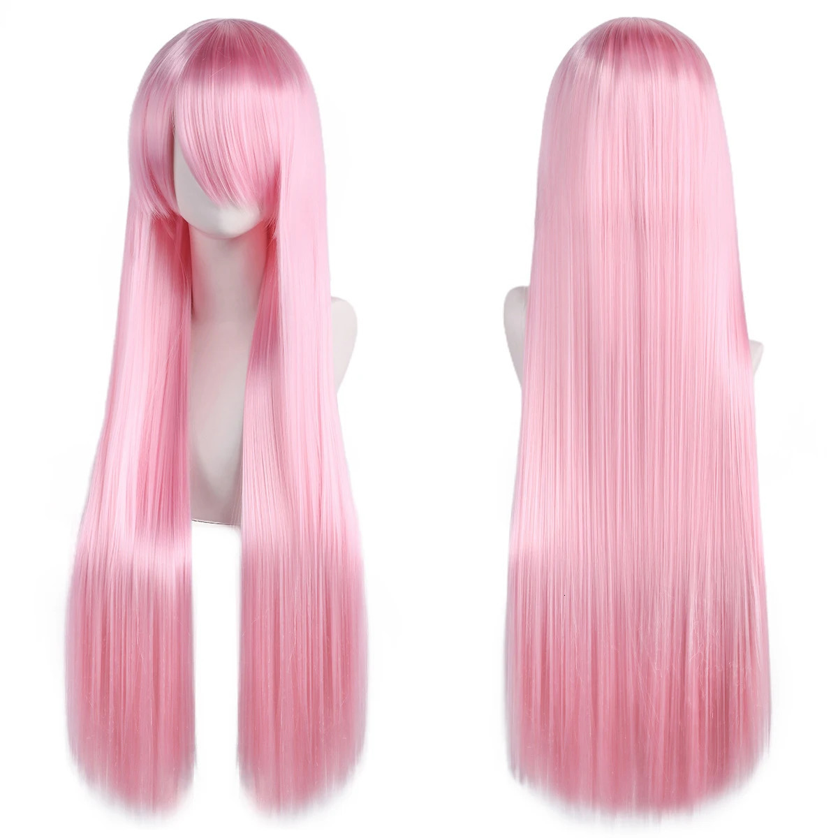 80cm Long Synthetic White Purple Cosplay Wigs Green Hair Straight Silver Wig Pink Hairpiece Lolita Wig with Bangs 260922 - view 5