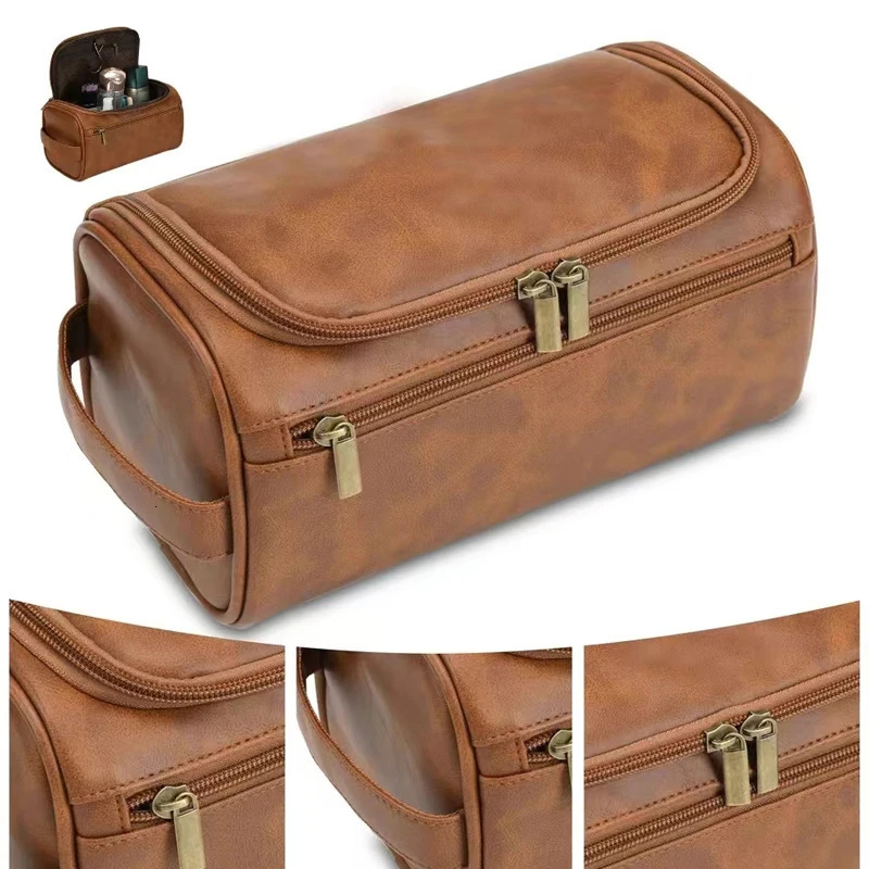 Leather Toiletry Bag for Men Women Dopp Kit Mens Hanging Toiletry Bag Travel Toiletry Bag for Traveling Large Cosmetic Bag for T 260923