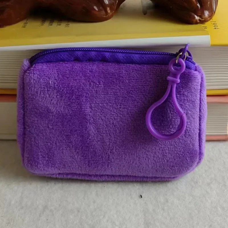 Korean Mini Fashion Plush Square Zipper Coin Purse Card Package Coin Bag Cute Purse Key Earphone Pouch Women Thin Small Handbag 260924 - view 5