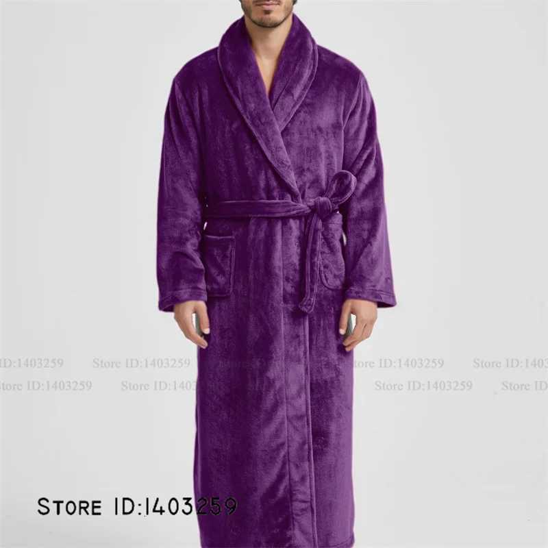 Sleep Lounge Women's Winter Thicken Flannel Long Robe Couple Sleepwear Kimono Bathrobe Gown Loose Casual Male Homewear Nightwear Coral Fleece Paj - view 6