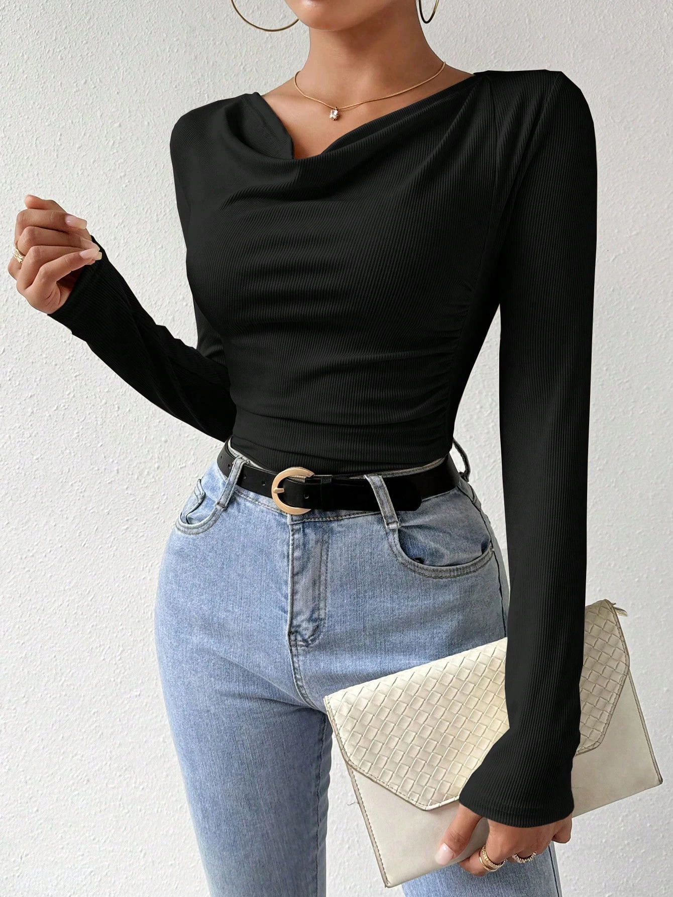 RosyDaze Womens Solid Color Long Sleeve Casual Top Minimalist Daily Wear Fall Cloth For Women 2 pcs 260928 - view 5