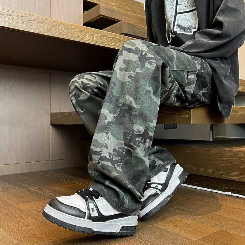 Men's Jeans Camouflage Jeans Men Straight Pants Patchwork Male Jean Fit Patchwork Streetwear Men's Trousers Denim Large Size Hip Hop H260924 - view 4