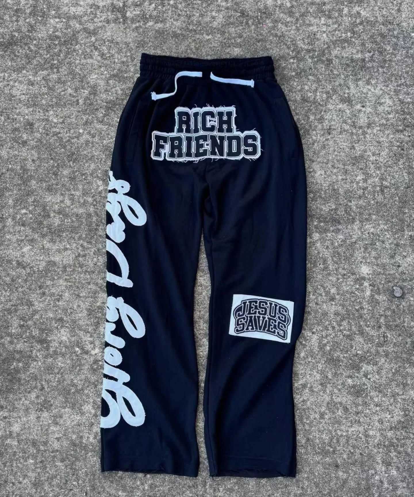 Men's Pants Y2K Hip Hop Straight Casual Pants Unisex Summer Loose Wide Leg Trousers Flame Star Letter Graphic Elastic Street Sweatpants D260924 - view 4