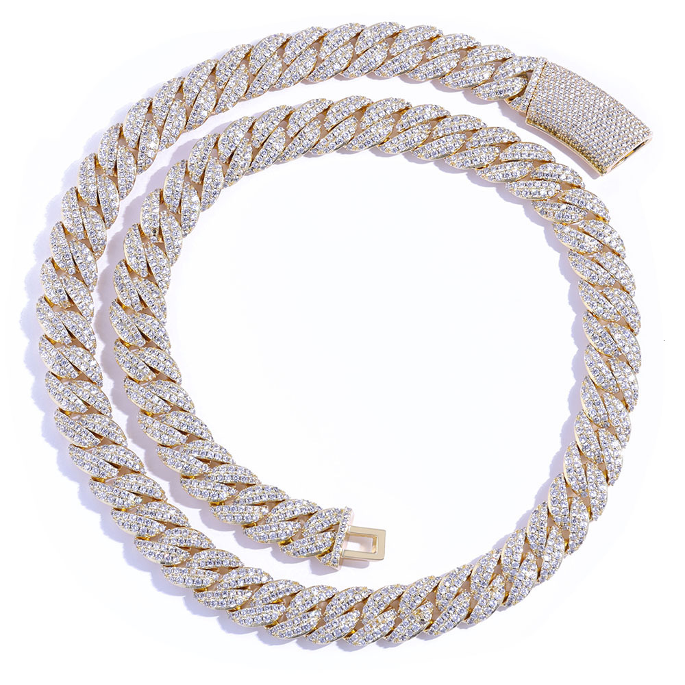 2026 new style Hip Hop Jewelry Silver Sparkling Diamond Cuban Link Chain Curved Clasp Design Full Diamond Cuban Chain Necklace for Men - view 6