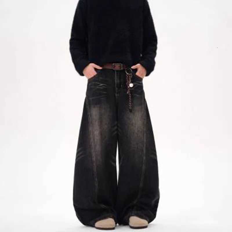 Men's Jeans 2026 Vintage Black Washed Baggy Jeans Pants Men Wide leg Curved Blade Pants Streetwear Cowboy Casual Denim Straight Trousers H260924 - view 4