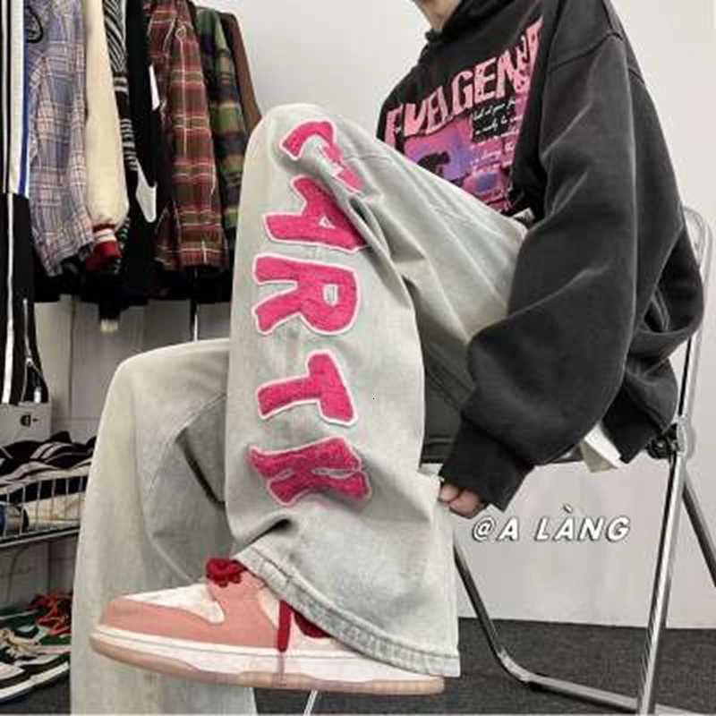 Men's Jeans American High Street Hiphop Loose Straight Leg Jeans INS Casual Long Trousers Wide Leg Pants Youth Casual Jeans y2k pants H260924 - view 6