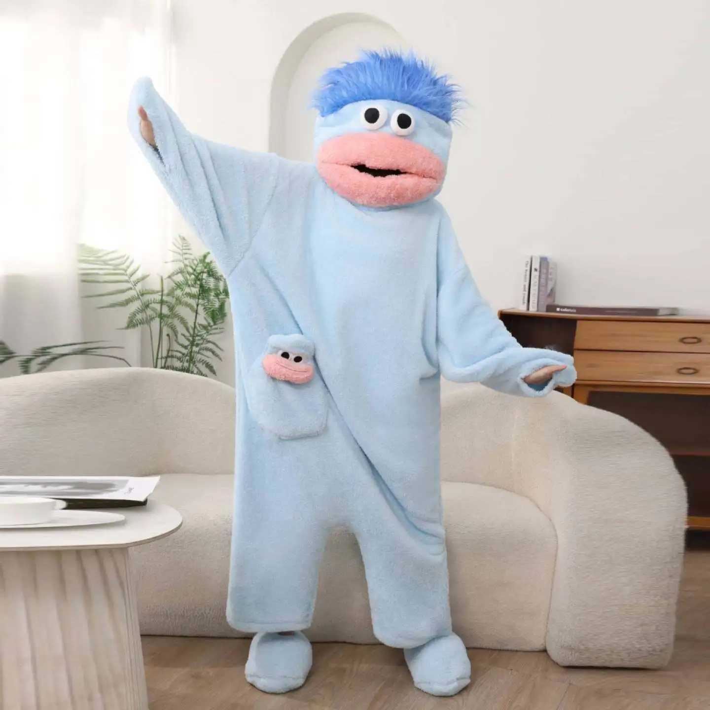 Lounge Women's Sleep New Big Mouth Monster Cute Funny Onesie Pajamas Thickened Coral Fleece Homewear For Couples Men Women Autumn Cartoon Pajamas - view 6