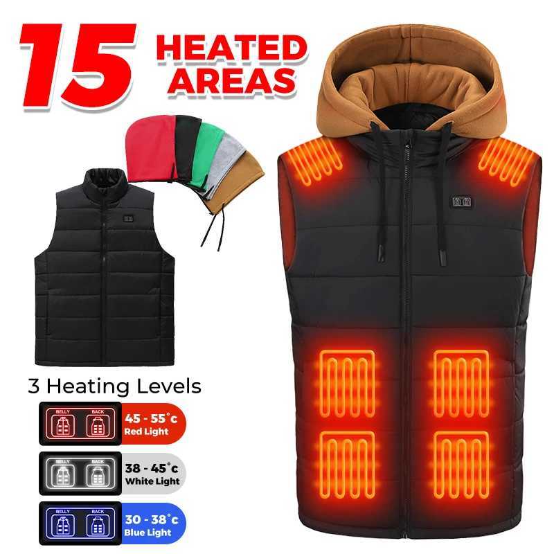 Zone Outdoor Jackets Hoodies 15 Heated Vest USB Rechargeable Smart Temp Control Soft Thermal Waistcoat For Outdoor Working Unisex Machine Washable N26 - view 3
