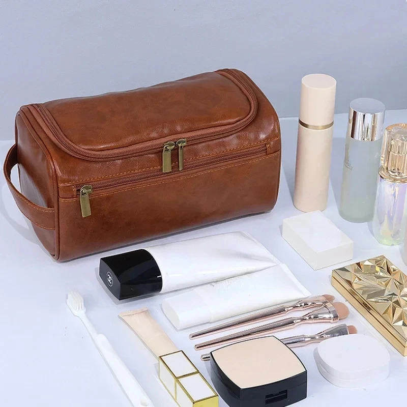 Leather Toiletry Bag for Men Women Dopp Kit Mens Hanging Toiletry Bag Travel Toiletry Bag for Traveling Large Cosmetic Bag for T 260923 - view 3