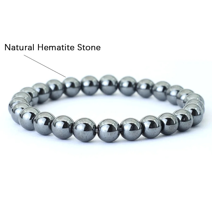 Minimalist 4/6/8/10/12mm Natual Hematite Stone Bracelet For Men Meditation Healing Braclet Black Round Strand Braslet Pulseria 260924 - view 5