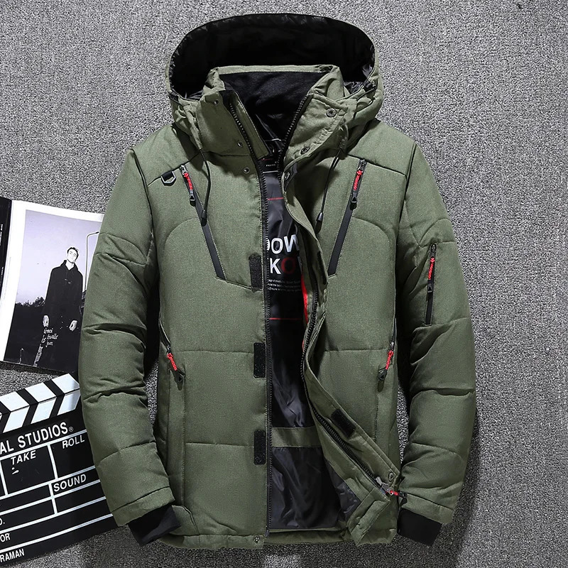 Men Down High Quality Thick Warm Winter Jacket Hooded Thicken Duck Down Parka Coat Casual Slim Overcoat With Many Pockets Mens 260923 - view 4