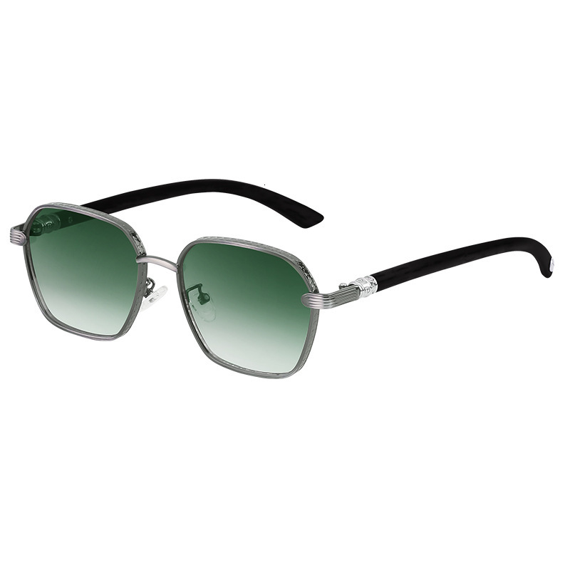 Luxury Fashion Designer Sunglasses 2026 New Retro Imitation Wood Grain Mirror Leg Men's Outdoor Driving Square Frame Sunglasses Men Shades