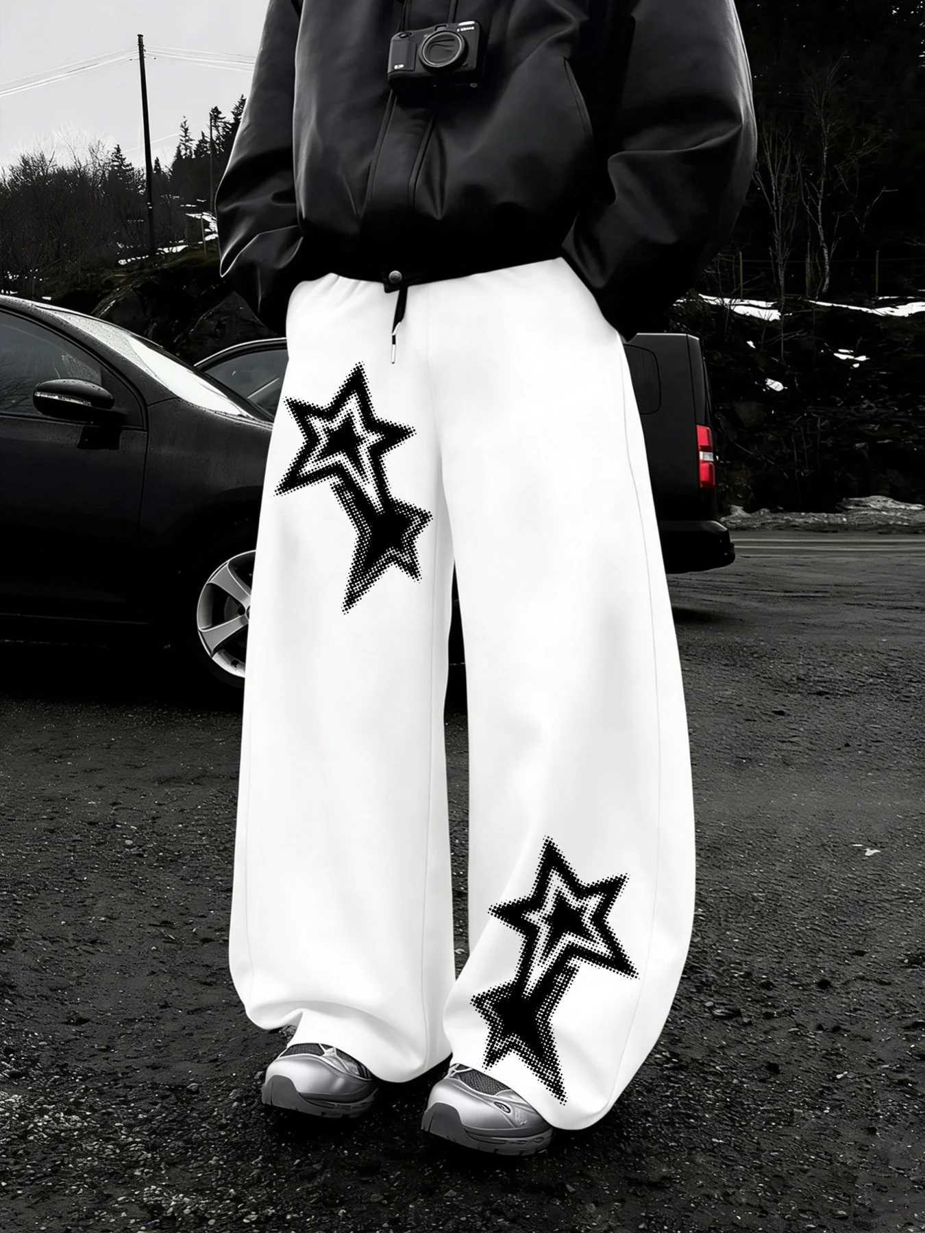 Men's Pants Star Printed Loose Straight Leg Pants with dr1 Suitable for Men's Casual Pants in Autumn and Winter D260924 - view 7