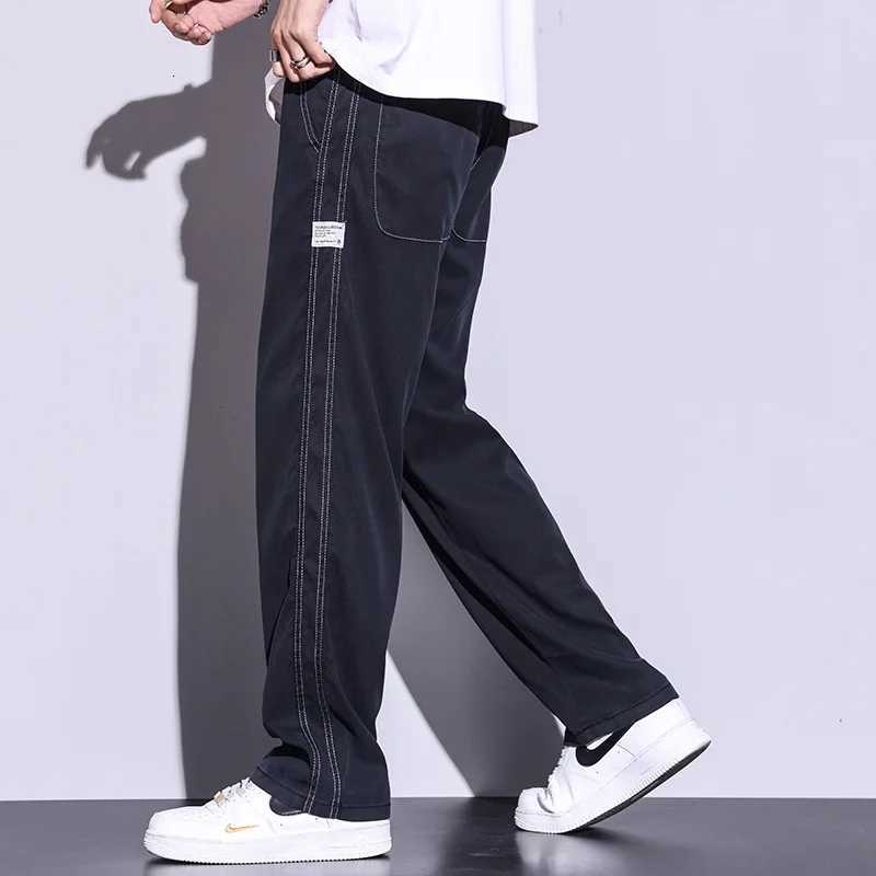Men's Jeans Men's Summer New Ultra Thin Baggy Lyocell Soft Breathable Straight Trousers Elastic Waist Casual Trousers Plus Size M-5XL H26092 - view 4