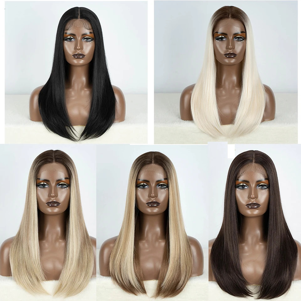 FREEDOM Hair Synthetic Lace Front Wigs For Black Women Straight Bob Wigs 22 inch Easy Wear Ombre Brown Blonde Wig Cosplay Wig 260922 - view 3