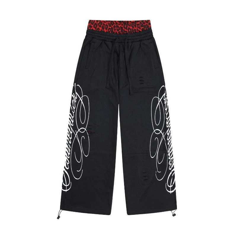 Men's Pants HOUZHOU American Ripped Baggy Sweatpants Women Grunge Letter Print Joggers Casual Patchwork Streetwear Wide Leg Trousers D260924 - view 6