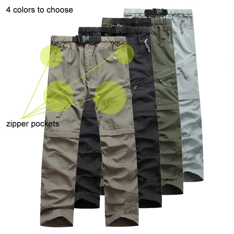 Summer Detachable Quick Dry Cargo Pants Men Waterproof Active Multifunction Pockets Outdoor Long Trousers Casual Pants 260923 - view 3