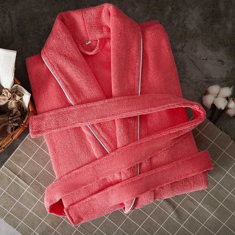Lounge Women's Sleep 100% Cotton Bathrobe Men Hotel Robes Toweling Terry Fleece Robe Lovers Robe Bathrobe Soft Sleeprobe Female Casual HomewearC2 - view 3