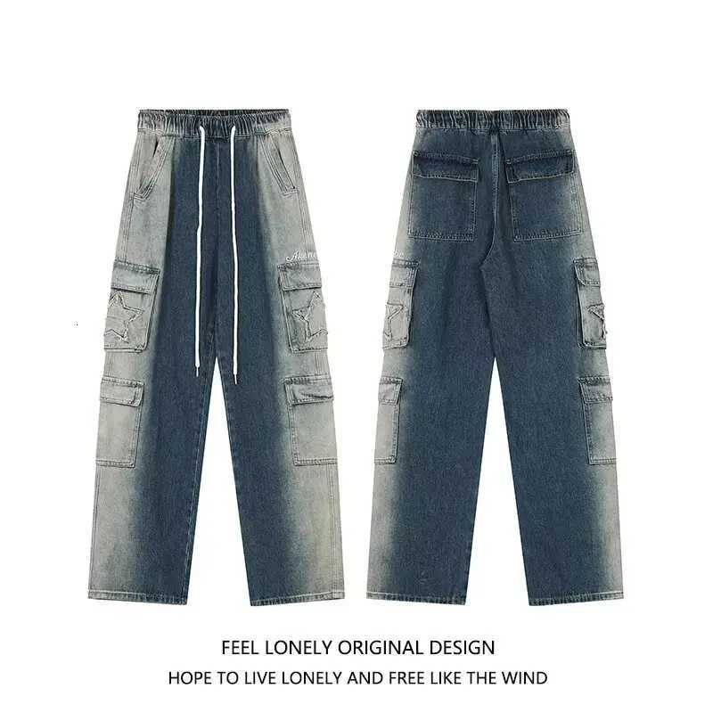 Men's Jeans washed water Men's Cargo Jeans Casual Loose Stacked Trousers Gothic Men Baggy Sweatpants Autumn Black Long Work Pants H260924 - view 7