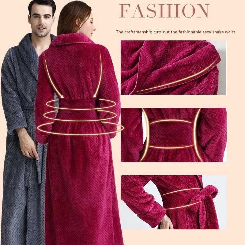 Lounge Women's Sleep Winter Long Bathrobe Women Fluffy Warm Lover Bath Robe with Sashes Soft Kimono Dressing Gown Solid Comfortable Sleepwear Fem - view 7
