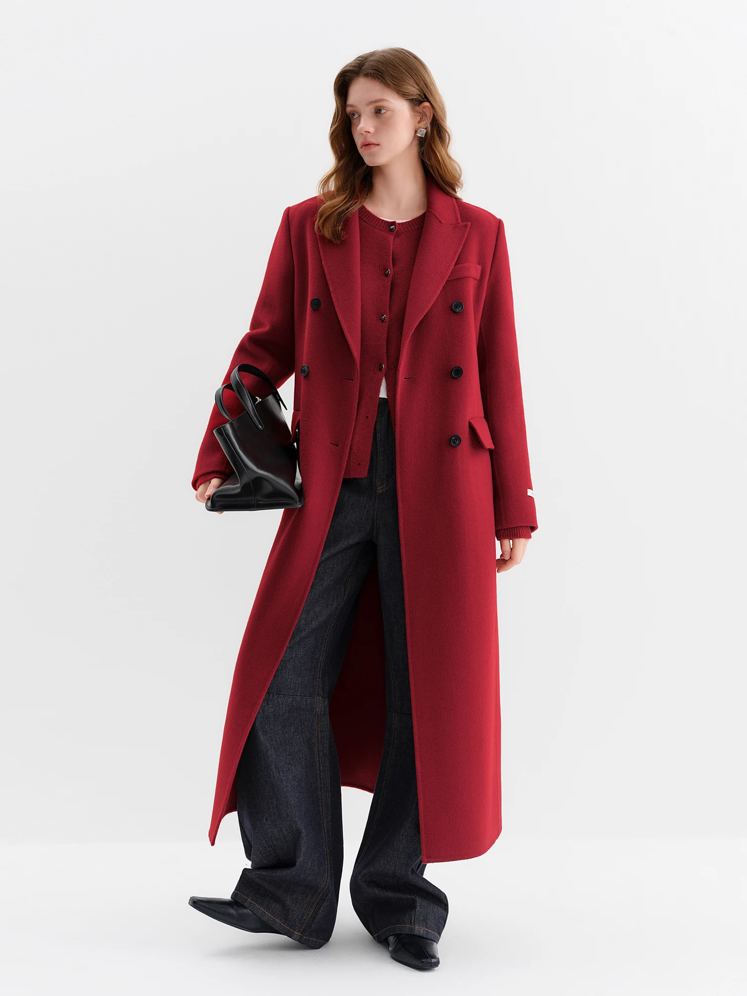 FSLE Women Tailored Coat with DoubleFaced Tweed Oversized Flattering Silhouette Premium Wool Outerwear 2025 Winter Arrival 260911 - view 3