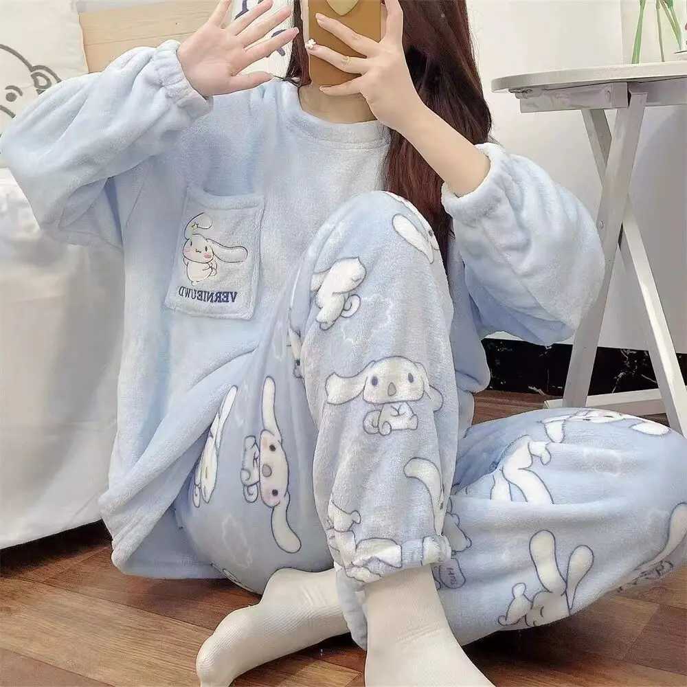 Lounge Women's Sleep Winter Anime Pajamas Kawaii Flannel Pullover Coral Velvet Winter Warm Pajamas Homewear Girl Gifts Warm Coral Fleece Women Pa - view 6