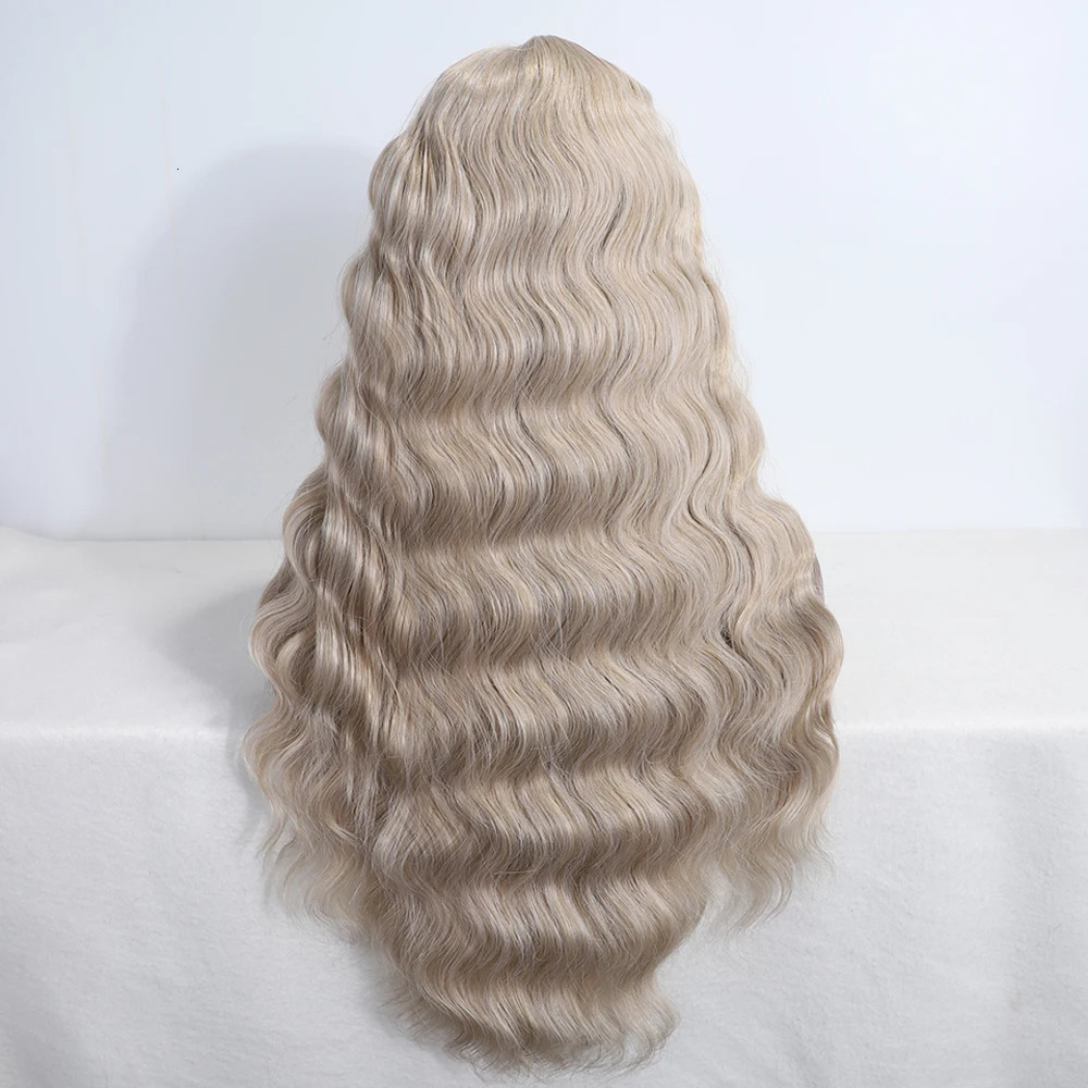 FREEDOM Synthetic Lace Front Wigs For Women 28 Inch LLong Oose Body Wavy Lace Wig Ombre Brown Blonde White Wig Cosplay Wigs 260922 - view 4