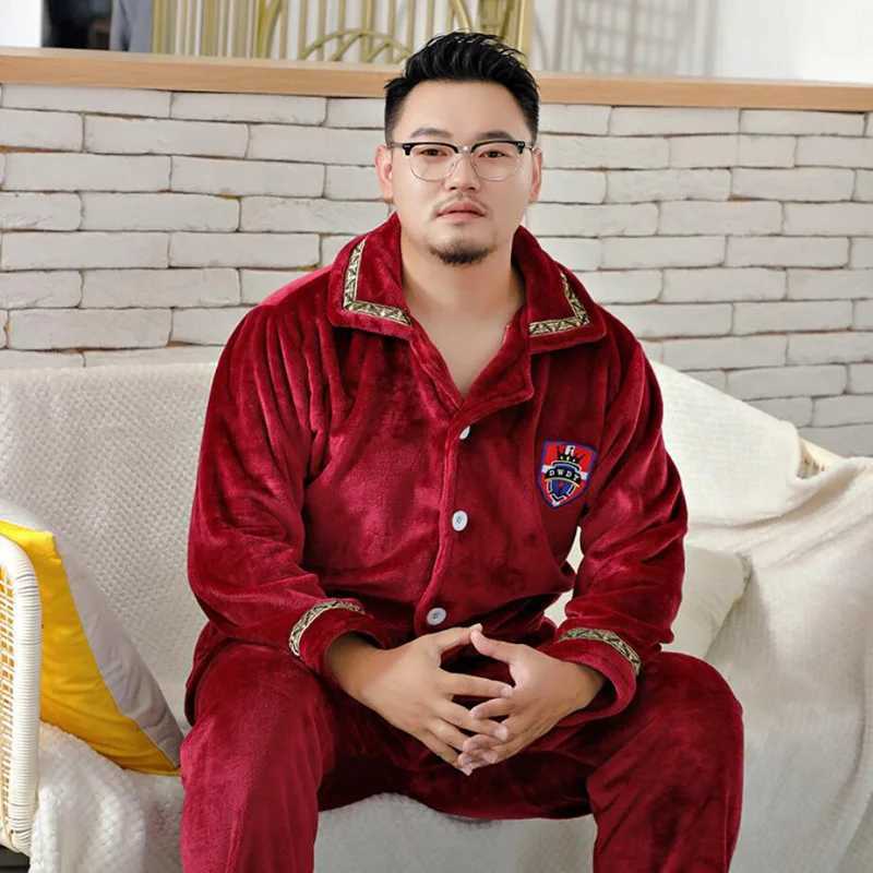 Sleep Lounge Women's Winter Men Thick Flannel Pajamas Sets fleece Warm sleepwear plus size 6XL 9XL 12xl Home Coral fleece Pijamas Suit HomewearC2 - view 3