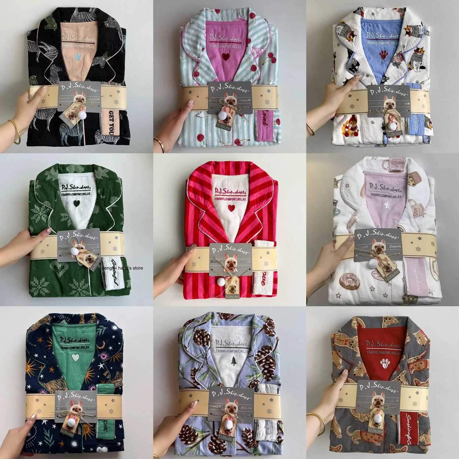 Women's Sleep Lounge Women's 2Pcs Cartoon Print Cotton Pajama Set Long Sleeve Brushed Top Long Pants Spring Autumn Loungewear Homewear H2609 - view 4