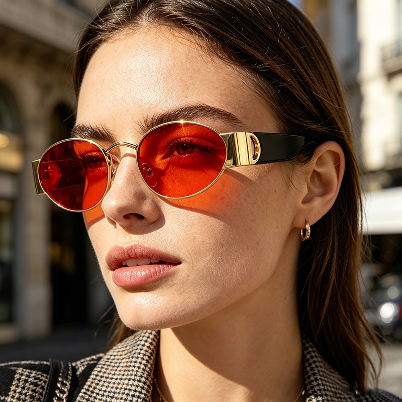 Luxury Brand Designer Sunglasses Retro Metal Oval Frame Personality 2026 New Fashion Modern Trendy Street Style Sunglasses For Men And Women - view 3