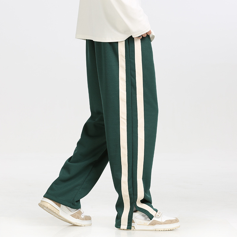 26 new spring and autumn men's casual pants, split loose Hong Kong style pants, straight leg sweatpants, men's trendy casual pants, sports p - view 4