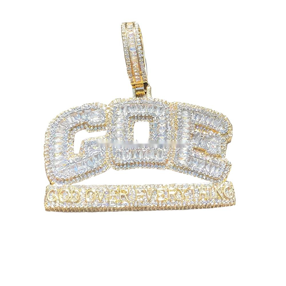Hip-hop GOE Letter Pendant Copper Gold-plated Moissanite Hip-hop Trend Jewelry Boutique Creative Pendant Wholesale Men and Women - view 6