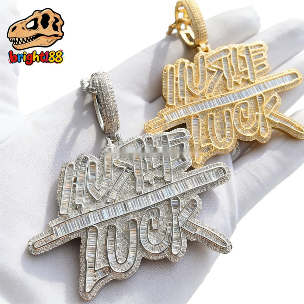 New Hip-hop Lucky Letter Pendant Full Moissaniteium Unisex Rap Jewelry Electroplated with Real Gold Wholesale Available.
