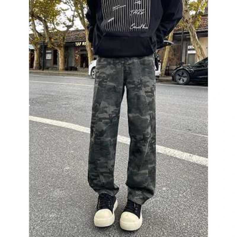 Men's Jeans American High Street Retro Waed Camouflage Men's Jeans Spring Autumn Trendy Hiphop Casual Flared Workwear Straight Leg Pants H26 - view 3