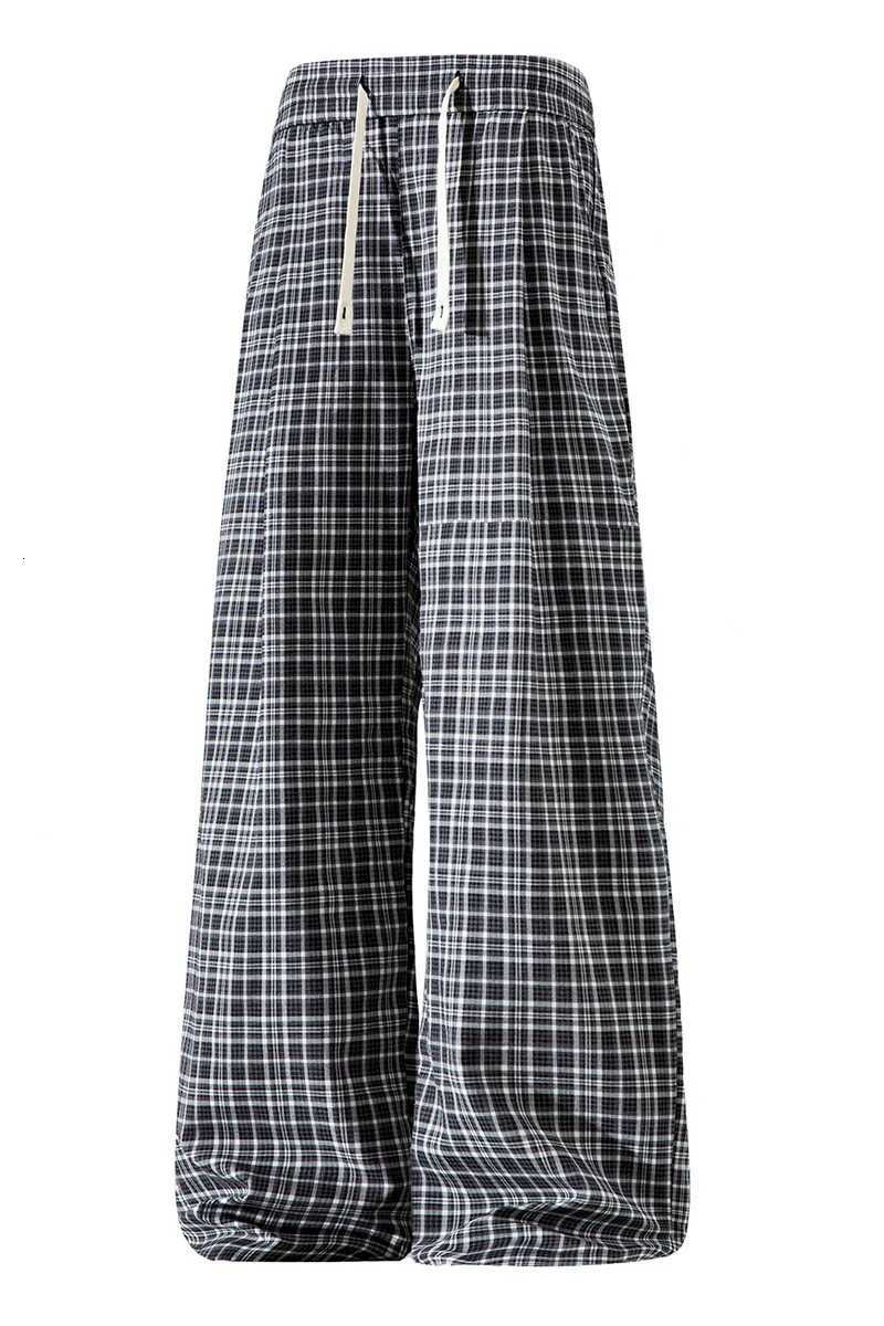 Men's Pants Casual Plaid Pants Men Elastic Waist Summer Thin Straight Leg Full Length Trousers Street Outdoor Sportpants D260924 - view 7