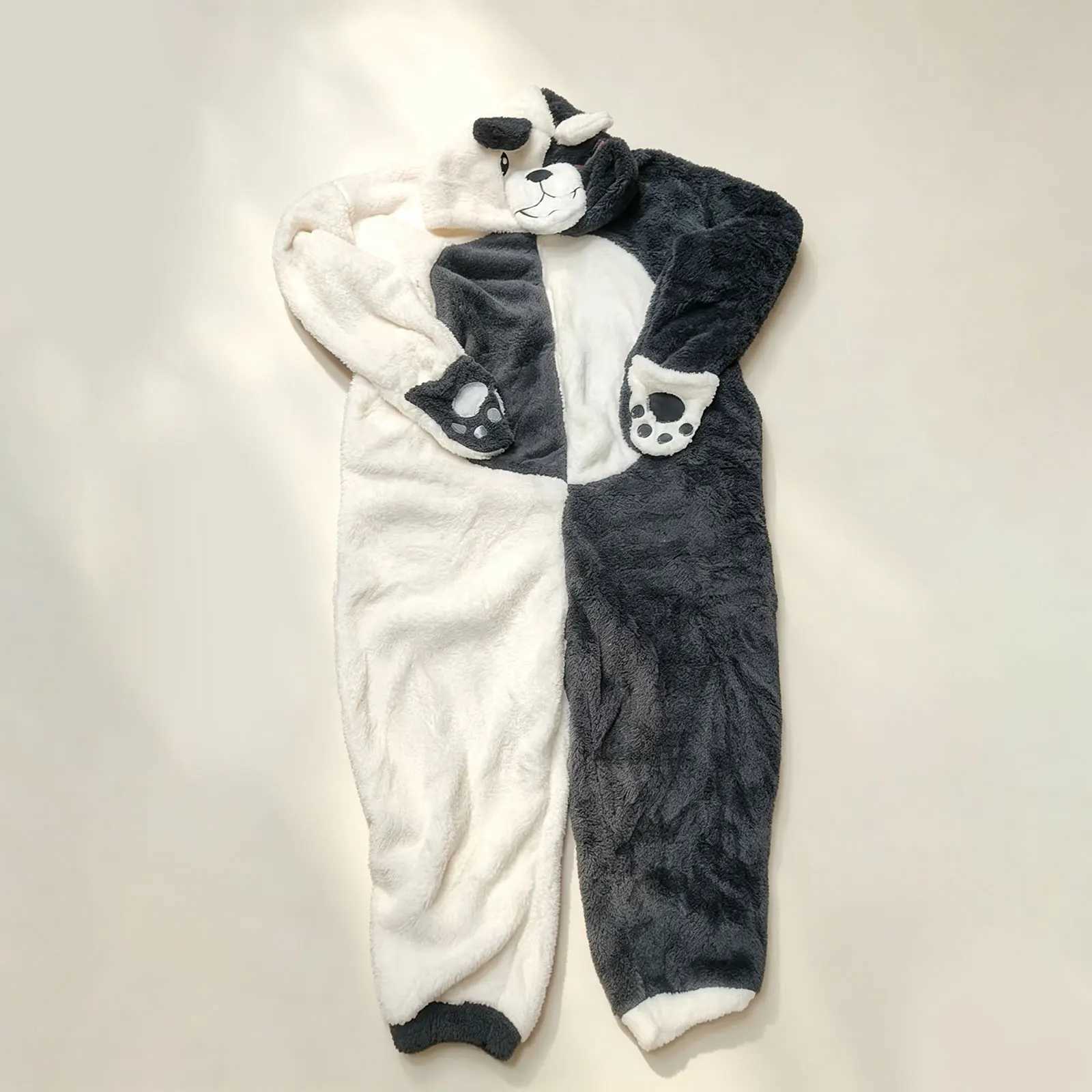 Lounge Women's Sleep Womens Cute Panda Onesie Pajamas Fleece Hooded Jumpsuit Animal Paw Printed Mittens Cosplay Costume Kigurumi Sleepwear Zip Py - view 4