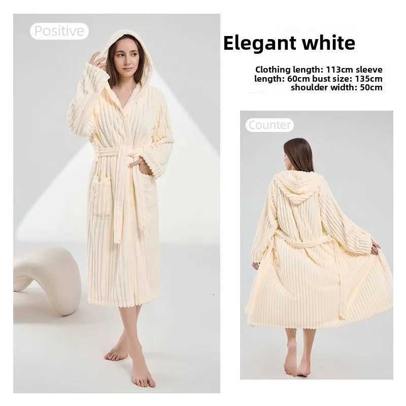 Sleep Lounge Women's Plus Size Warm Winter Women Hooded Bathrobe Candy Bar Coral Fleece Nightgown Absorbent Quick Drying Breathable Skin Friendly - view 6
