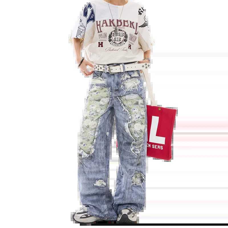 Men's Jeans High Street Vintage Hole Jeans men Y2k Fashion High Waist Baggy Wide Leg Pants 2026 Casual Loose Jeans H260924 - view 7