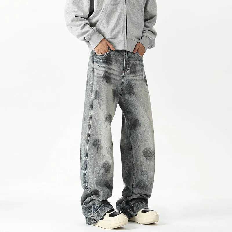 Men's Jeans Autumn Jeans Men's New Denim Pants wash jeans New Fashion Washed Male Jeans Loose Wide Leg Trousers Straight H260924 - view 6