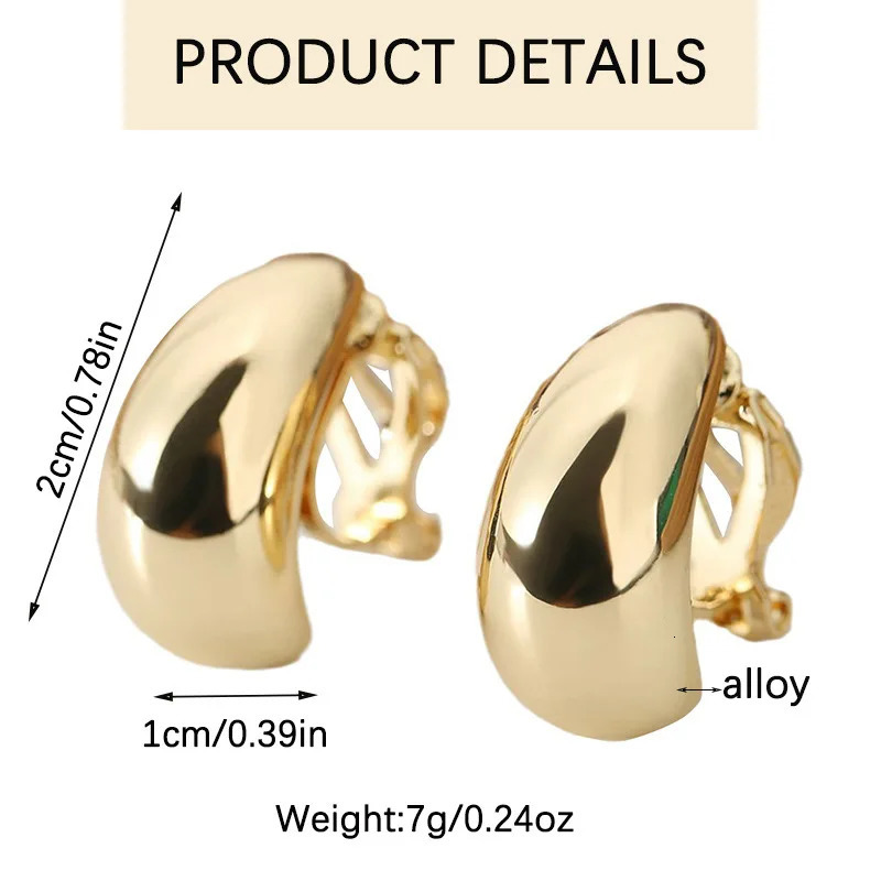 French Light y Droplet Shaped Ear Clip with No Holes High Grade Simple and Smooth Female Earrings Accessories 260910 - view 6