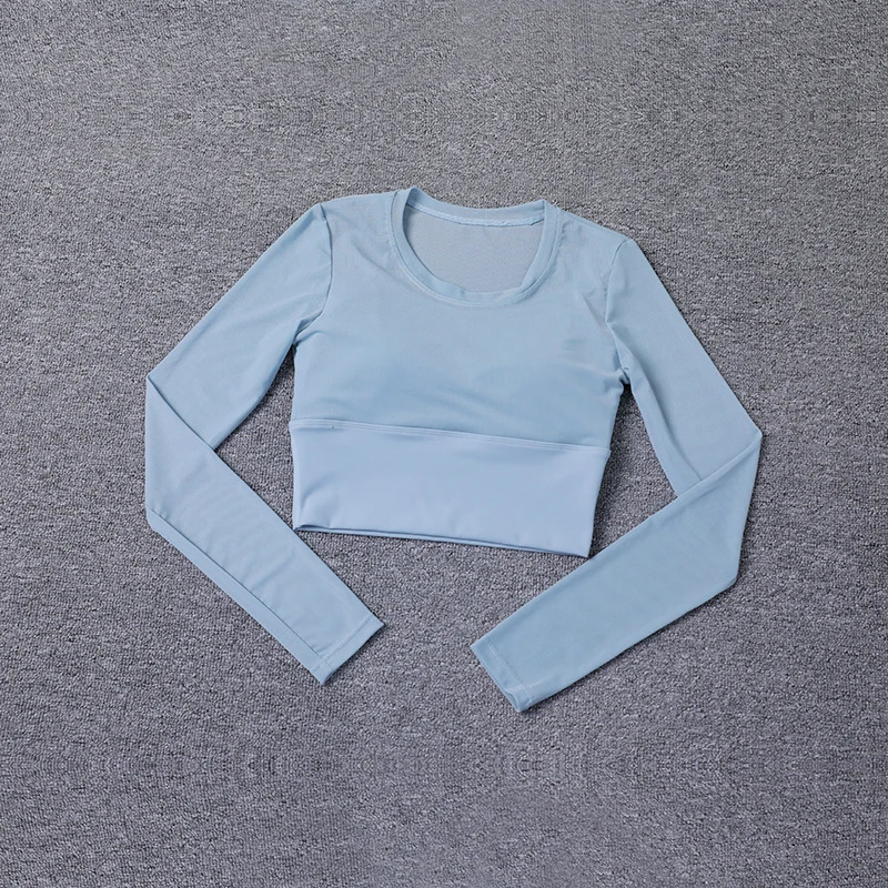 Womens Workout Long Sleeve Yoga Basic Tee Shirt Casual Round Neck Slim Athletic Running Solid TShirt Top 260928 - view 4