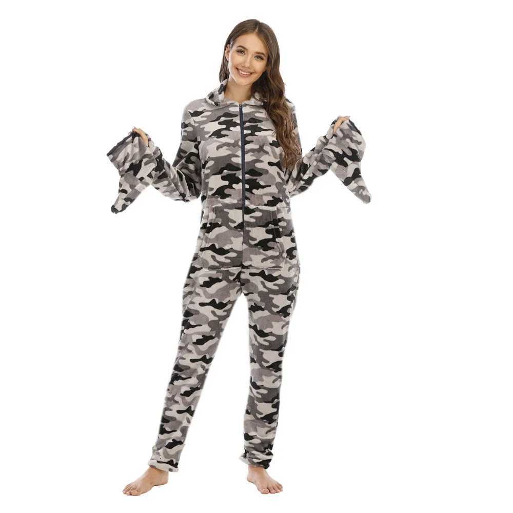 Lounge Women's Sleep Women Fleece Printed Footed Hooded Onesie Abdl One Piece Sleeper Jumpsuit Adult PajamasC260924 - view 4