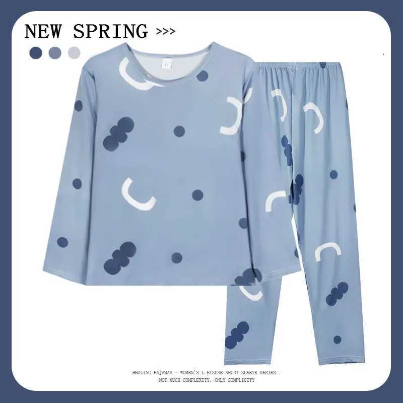Women's Sleep Lounge Long-Sleeved Pyjamas Women's Autumn and Winter Cotton Round Neck Fashion Soft Casual Breathable Cute Cartoon Loungewear - view 5