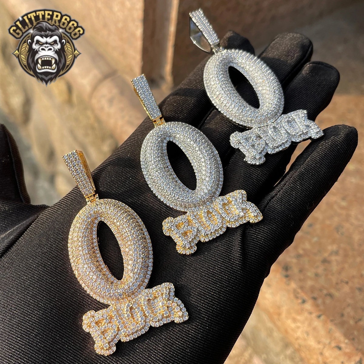 Hip Hop Drill Style Iced Out O Block Letter Pendant Necklace Gold Silver Plated Moissanite Rapper Jewelry for Men Women